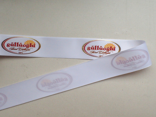 Garment Webbing Polyester Fabric Tape With Silk Screen Printed Logo