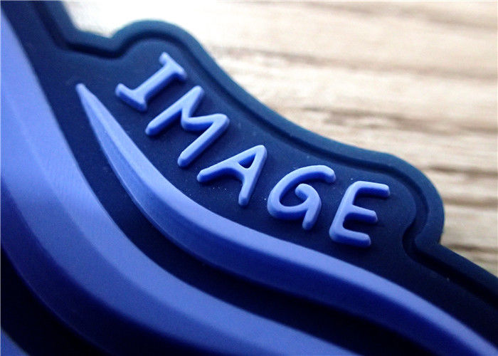 S / M / L Dark Blue 3D Rubber Patches / Rubber Labels For Clothing