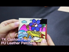 تکه های چرم سفارشی با نام تجاری رنگ تان برای جین